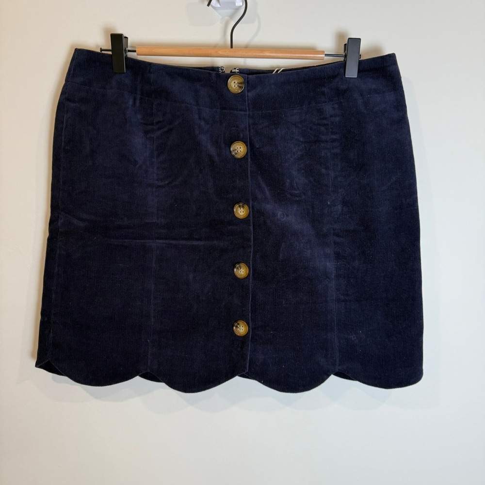 NWT Southern Proper Corduroy Skirt Women 12 Button Front A-Line Scalloped